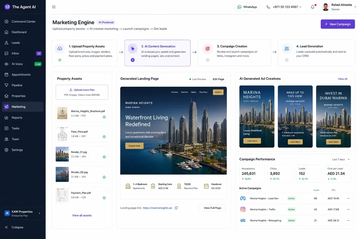 The Agent Marketing Engine building campaigns from property assets